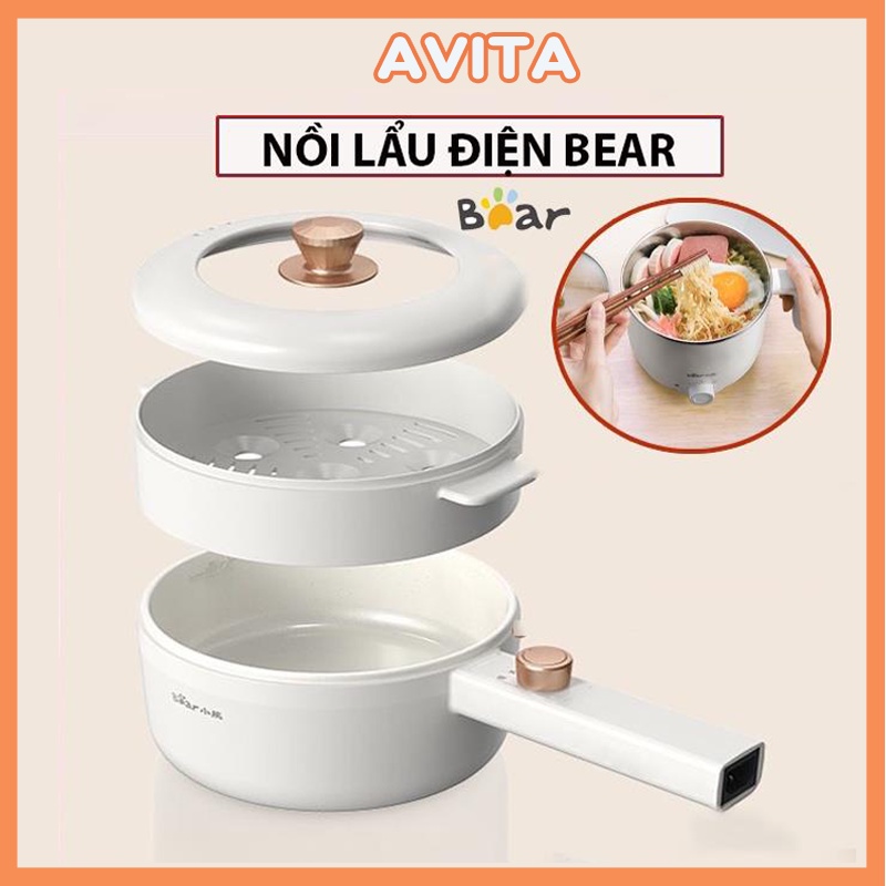 Nồi điện đa năng BEAR 2 tầng - Nồi lẩu điện mini - Công suất 600W - Avita