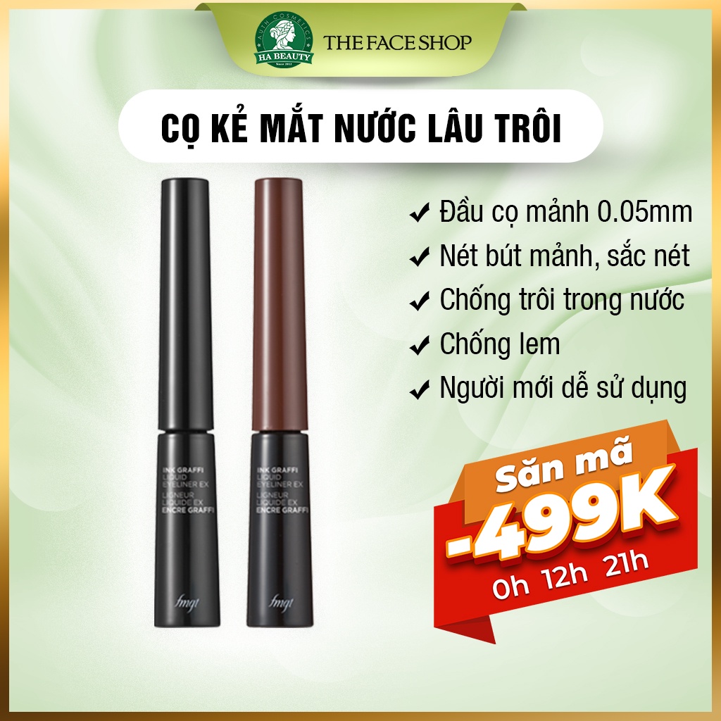 Bút kẻ mắt nước viền mắt đầu cọ mảnh The Face Shop fmgt Ink Graffi Liquid Eyeliner Ex 5.5g