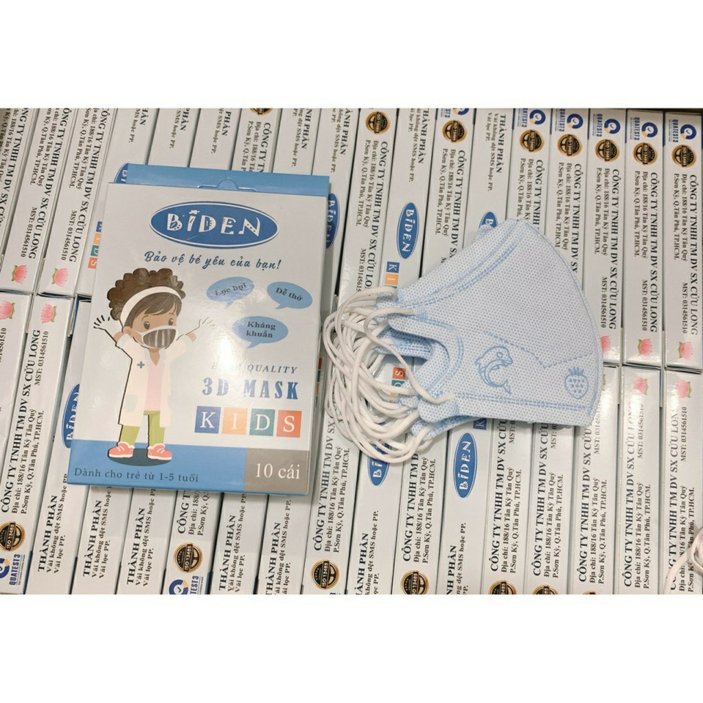 Khẩu trang 3 lớp kháng khuẩn cho bé từ 1-8 tuổi