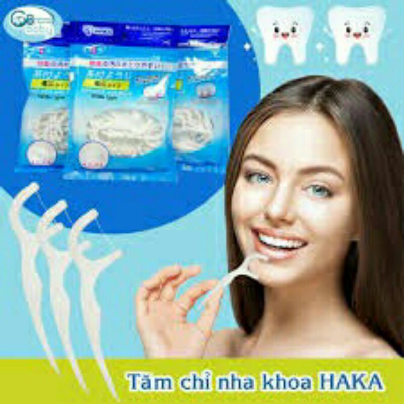 Tăm chỉ nha khoa HAKA/SUNNY xuất Nhật Bản gói 80 cây