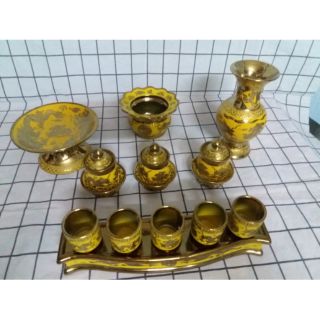 Combo thờ cúng Ông Địa Thần Tài rồng vàng (như hình)_bộ nhỏ xíu