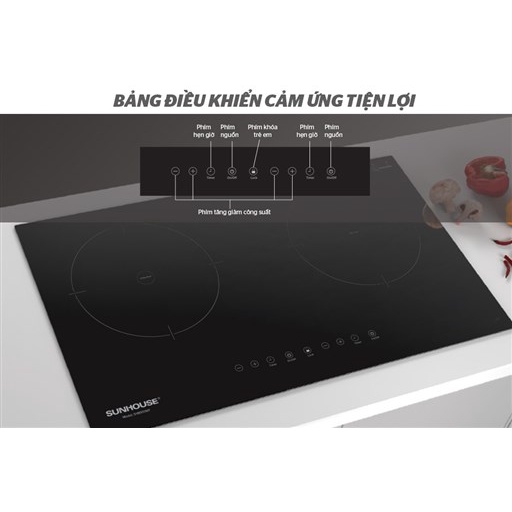 Bếp đôi điện từ Sunhouse SHB9111MT