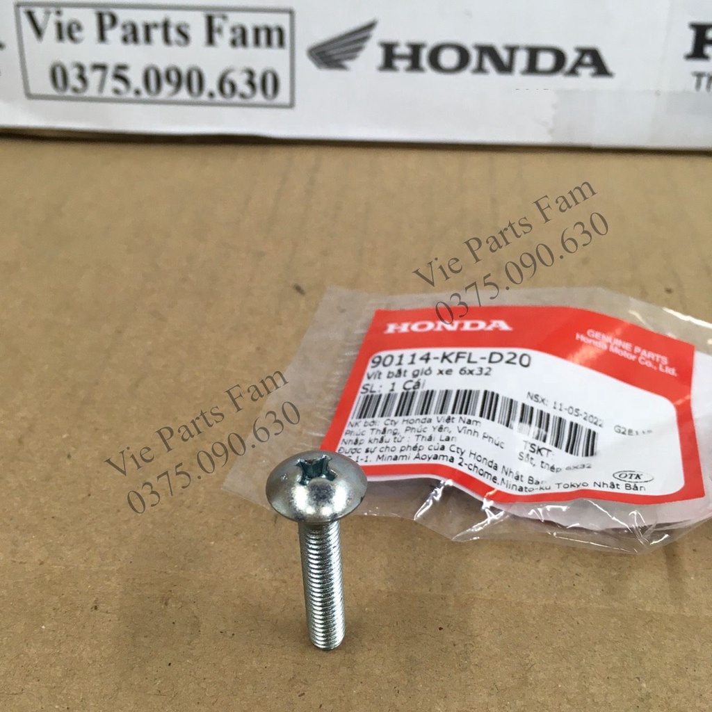 3 ốc vít bắt mặt nạ xe Wave thái, Alpha, Rs, S100, hàng din Honda mới 100%