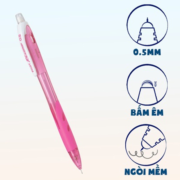 Bút Chì Bấm 0.5 mm Pilot Rexgrip HRG10R-CP-BGD2B - Thân Trong Màu Hồng