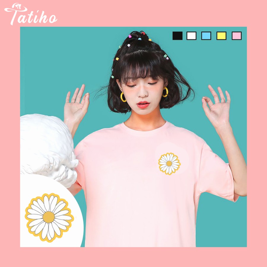 [Hàng Xịn, Gía Tốt] Áo Phông Thun Nữ Tay Ngắn Icon Hoa Cúc Hàn Quốc - Unisex - Cotton - Mã AT027