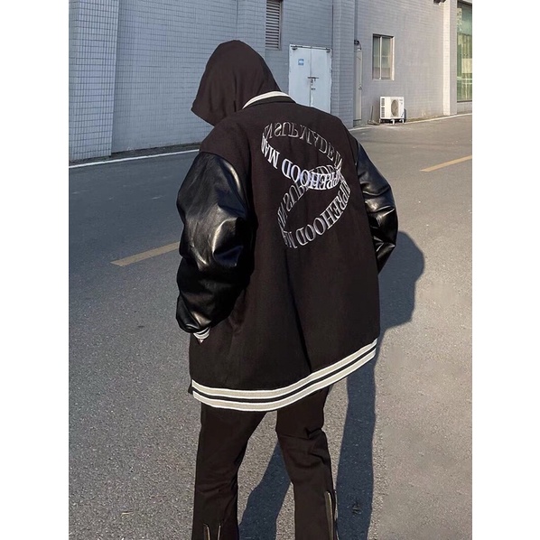ÁO BOMBER KAKI TAY PHỐI DA THÊU VÒNG TRÒN