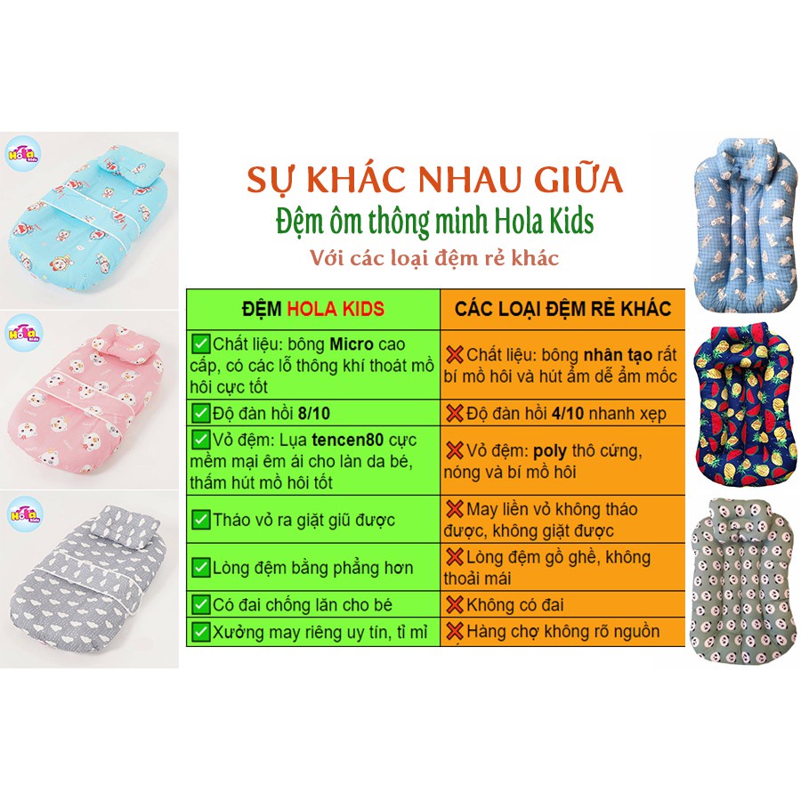 Đệm ngủ thông minh cho bé sơ sinh ngủ ngon Hola Kids Decor