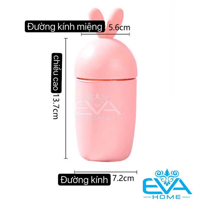 Bình Nước Thủy Tinh Bọc Silicone Hình Cà Rốt Và Tai Thỏ Cute Kèm Dây Xách 400ml