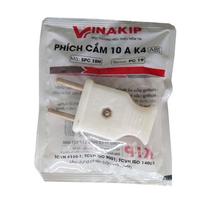10 cái phích cắm Vinakip 10A chân đồng phi 4