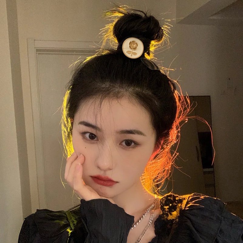 Dây Buộc Tóc Nữ Họa Tiết Hoa Hồng Phong Cách Cổ Điển Thời Trang Hàn Quốc