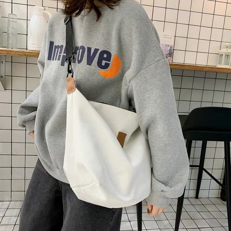 Túi Đeo Chéo Vai Bằng Vải Canvas Phong Cách Hong Kong Dễ Thương Dành Cho Nữ