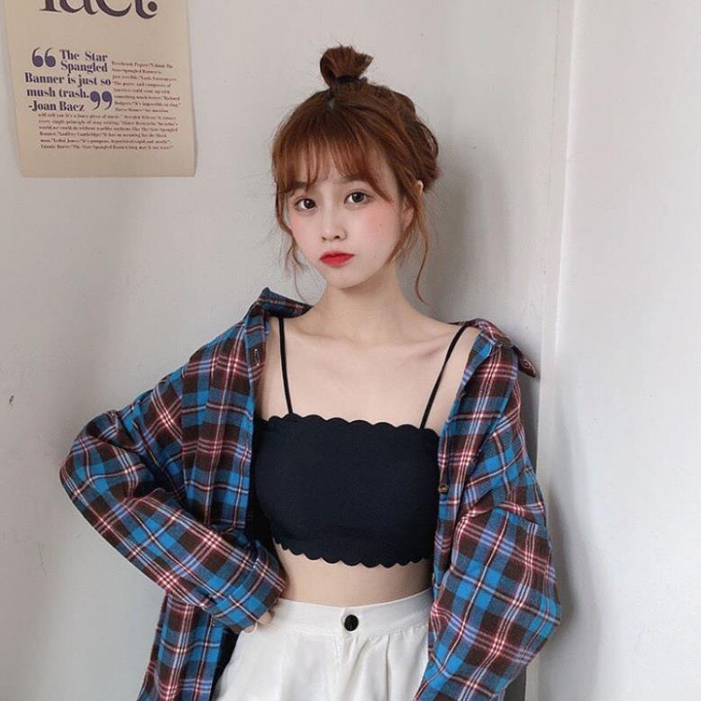 ❤️ Áo Bra Đúc Su Tăm Viền Sóng 2 Dây Mềm Mát Có Mút Ngực 235 ❤️