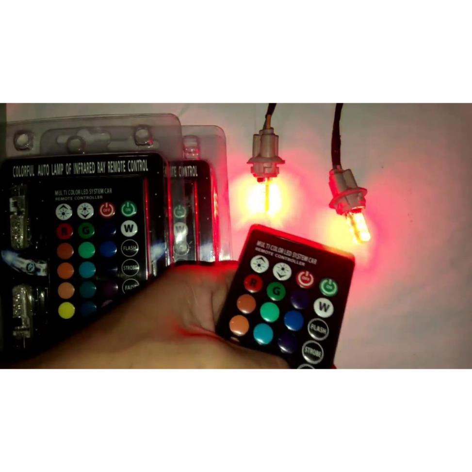 Led demi 16 màu chân t10 điều khiển bằng remot - Có Lưu Lại Chế Độ