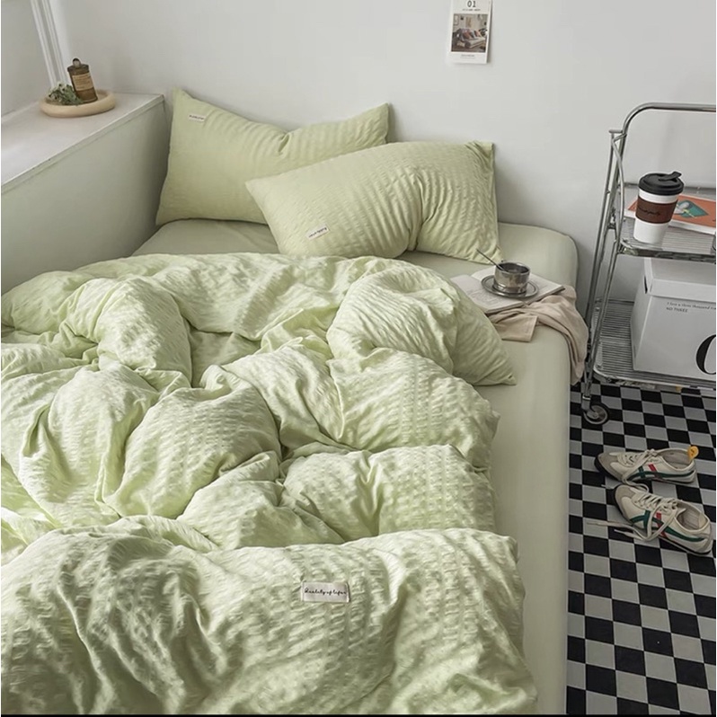 Bộ chăn ga giường cotton Tici Dúm cao cấp phong cách hàn quốc , set 4 món