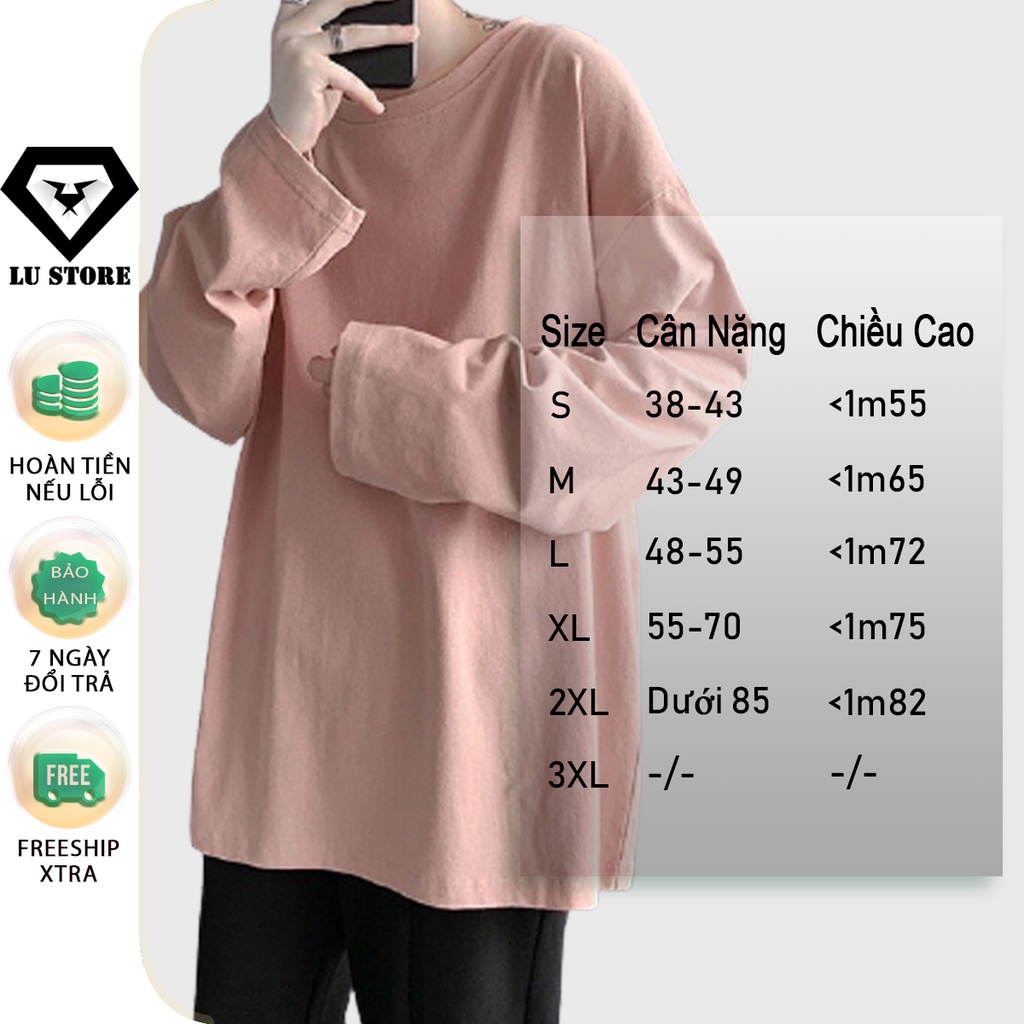 Áo thun trơn tay dài dáng rộng màu basic unisex Lu Store | BigBuy360 - bigbuy360.vn