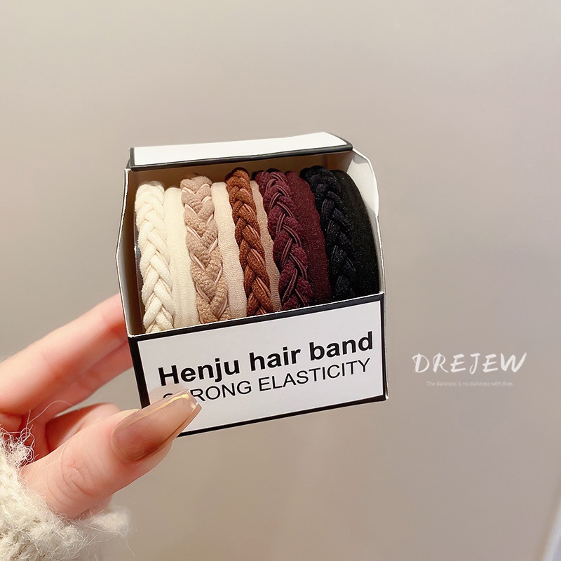 DREJEW Dây Buộc Tóc Đuôi Ngựa Độ Co Giãn Cao Hình Học Đơn Giản Thời Trang