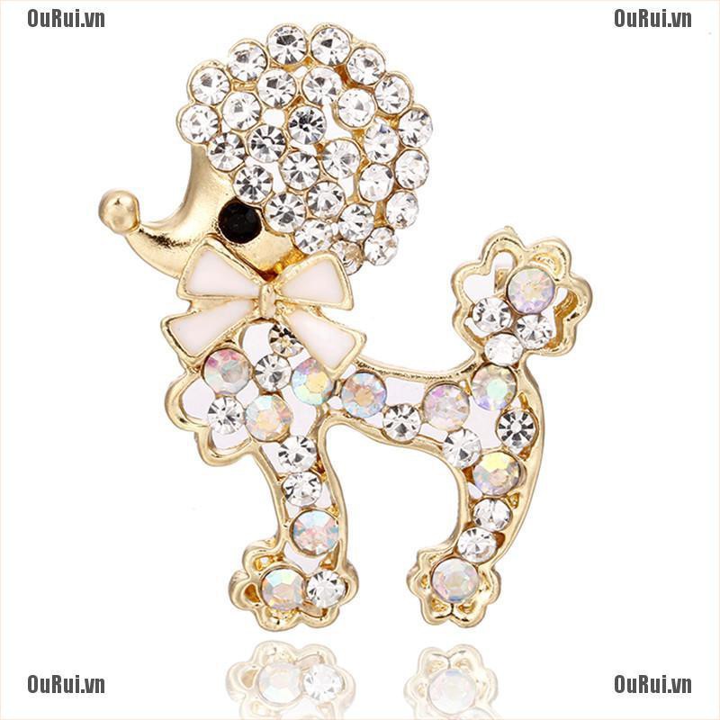 Ghim Cài Áo Hình Chú Chó Đính Pha Lê Dễ Thương