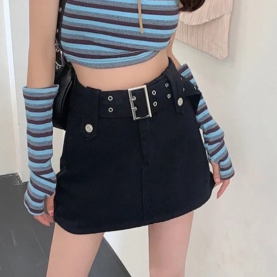 Chân Váy Denim Lưng Cao Phong Cách Âu Mỹ Thời Trang Mùa Hè Cho Nữ