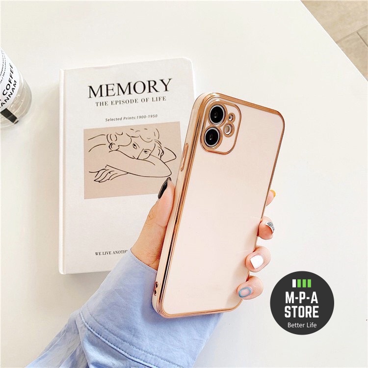 Ốp lưng CẠNH VUÔNG sang trọng LOGO TÁO MẠ VÀNG dành cho iphone 6/6plus/6splus/7/7plus/8/8plus/x/xs/11/12/13/pro/max/plus