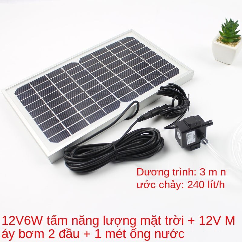 Máy bơm nước năng lượng mặt trời 12V lọc bể cá nhỏ ngoài trời không chổi than bơm im lặng hút chìm tuần hoàn làm mát thu nhỏ