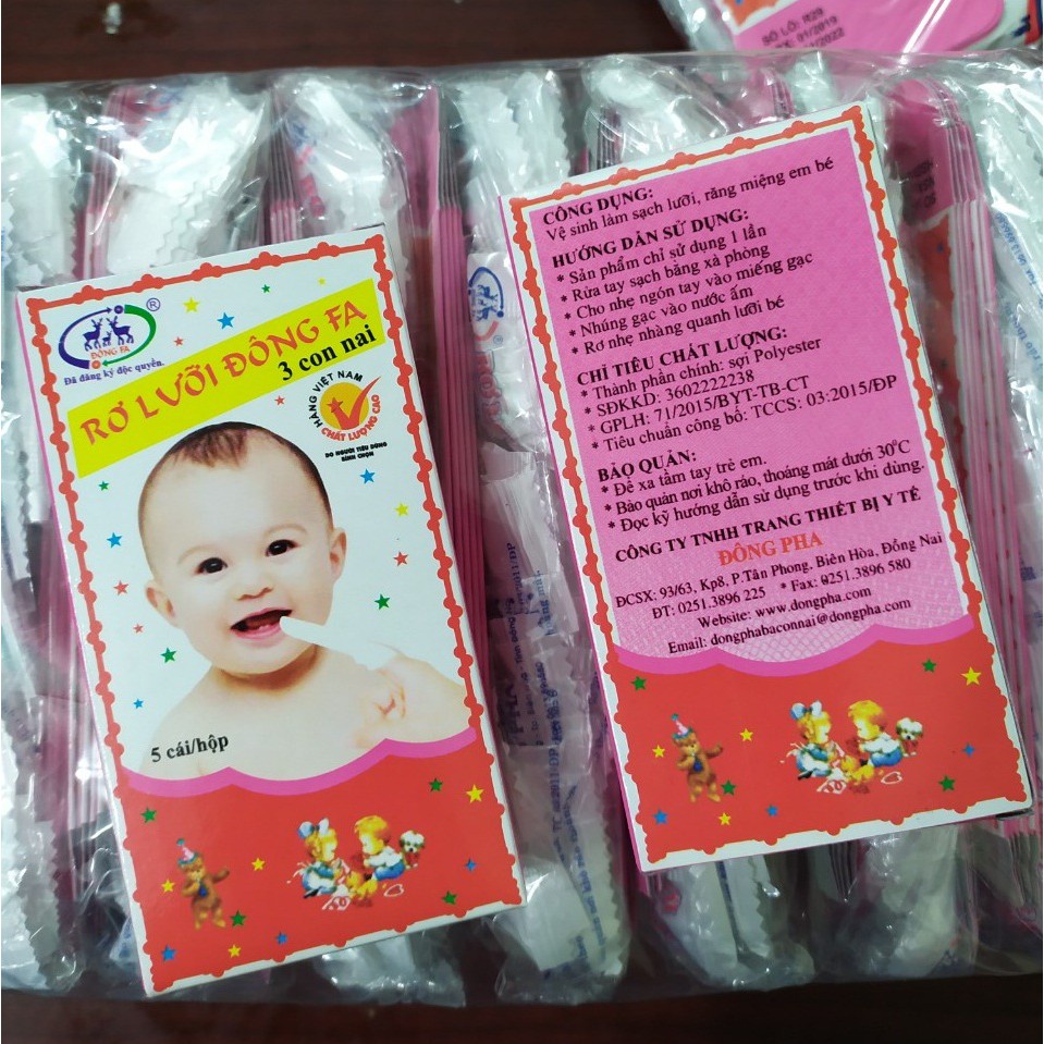 Gạc Rơ Lưỡi Đông Fa Vệ Sinh Răng Miệng - Rơ lưỡi cho bé hàng Việt Nam bịch 10 hộp