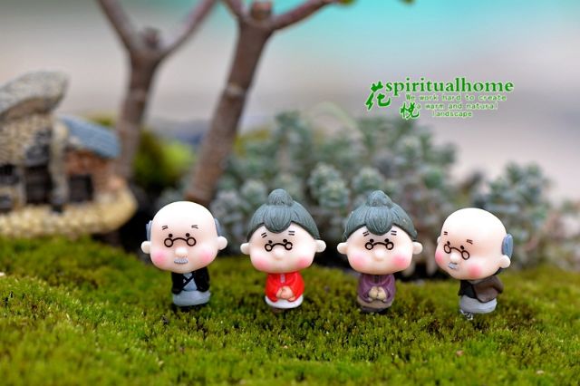 Tiểu cảnh Ông bà già nhỏ, charm slime, trang trí tiểu cảnh terrarium, decor mô hình