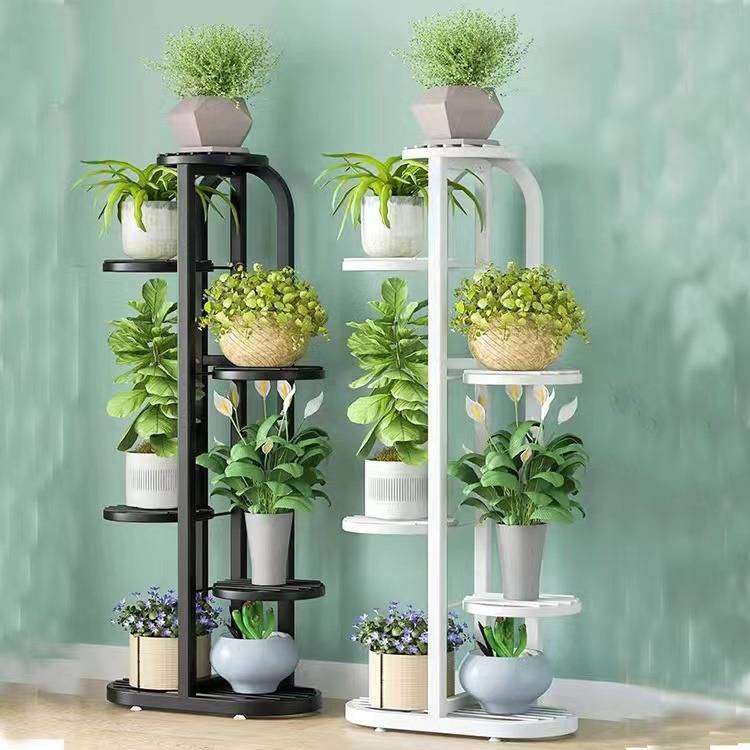 Kệ trang trí để chậu hoa🍀FREESHIP🍀chậu cây cảnh 7 tầng hoa văn đẹp. Giá sắt đặt ban công 2 mầu trắng đen Cao Cấp