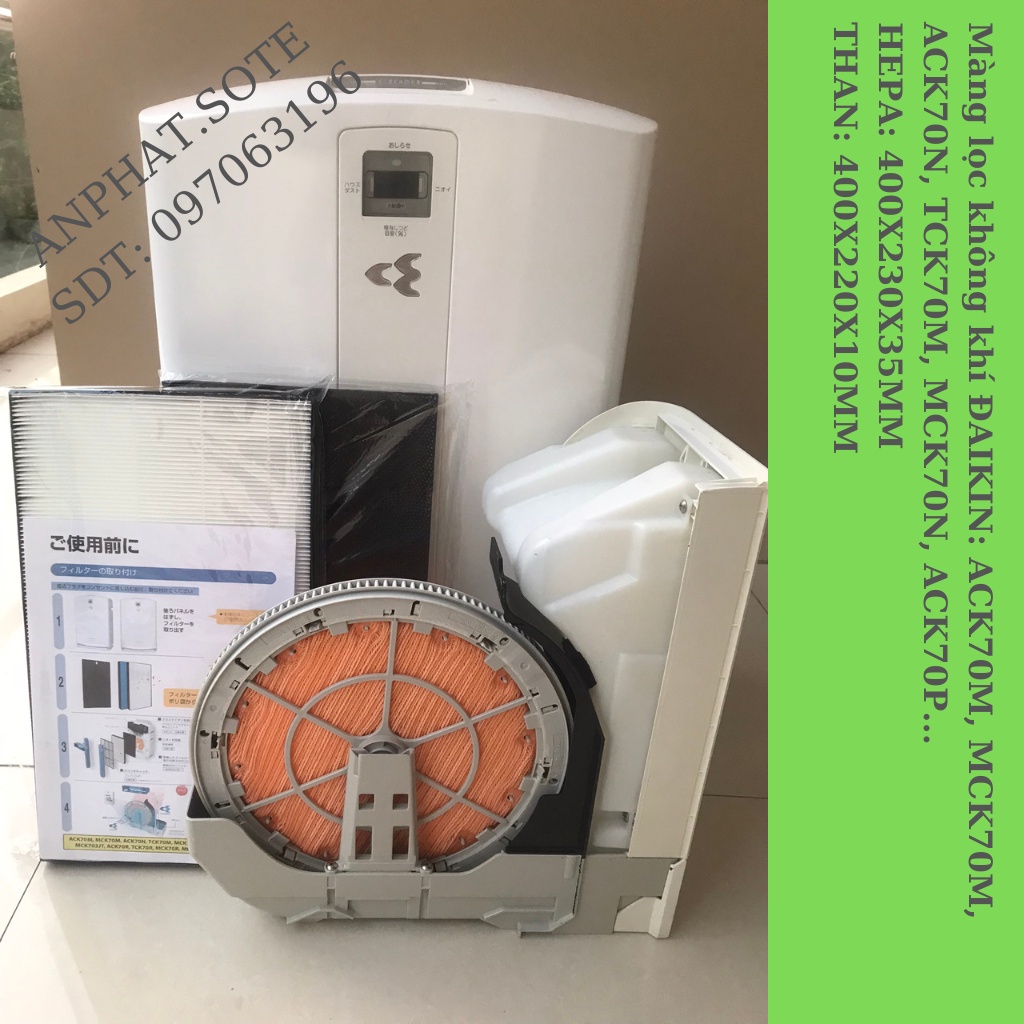 Màng lọc dành cho máy DAIKIN có model: ACK70M, MCK70M, ACK70N, TCK70M, MCK70N, ACK70P,.... Kích thước: 400x230x35mm