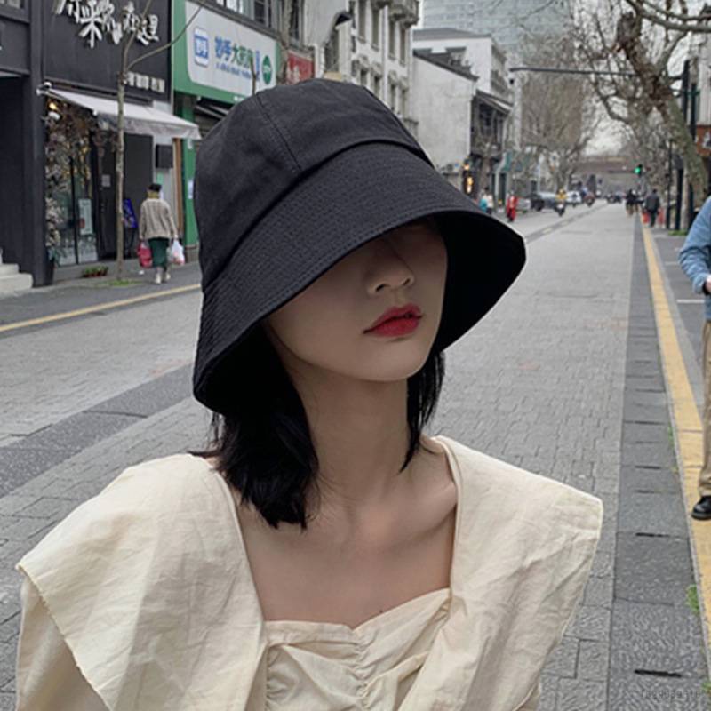 Mũ xô vải cotton màu trơn có thể gập lại theo phong cách Hàn Quốc thời trang dễ phối đồ dành cho nữ