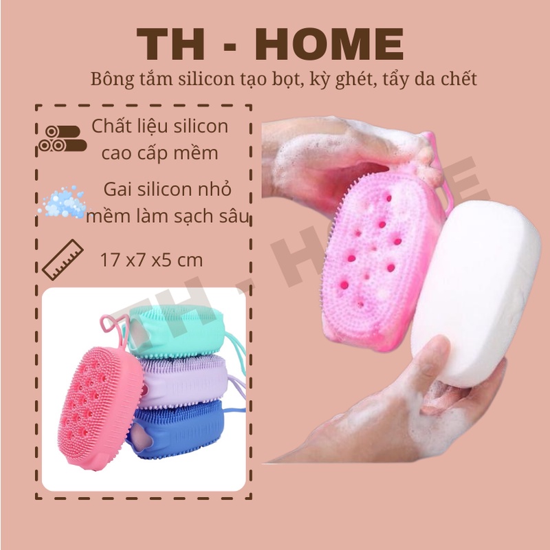 Bông tắm silicon tạo bọt, kỳ ghét, tẩy da chết, massage cơ thể