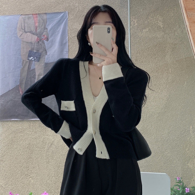 Áo Khoác Cardigan Dệt Kim Dáng Rộng Cổ Chữ v Thời Trang Dành Cho Nữ  tao bao