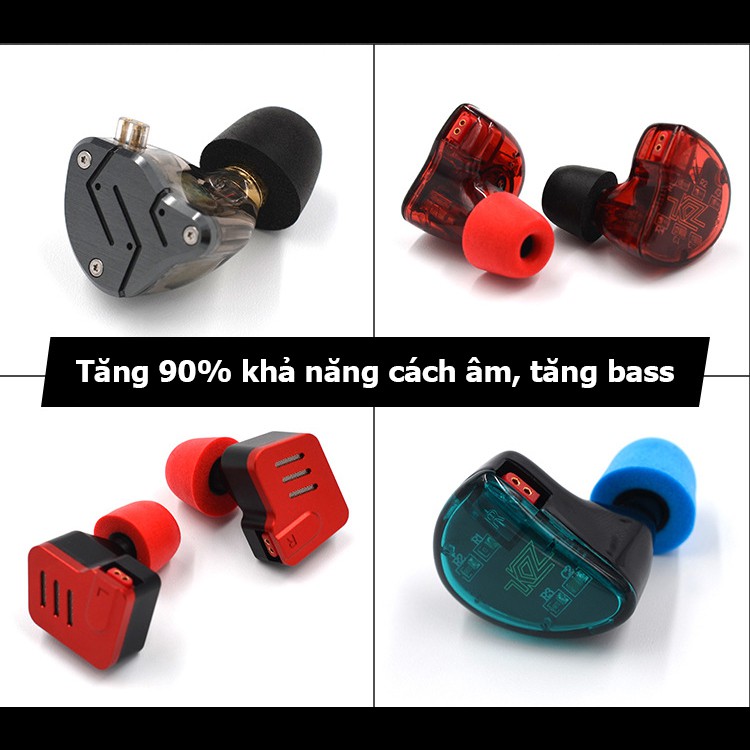 Nút tai nghe bọt biển hiệu KZ [1 cặp size M] cách âm, tăng bass