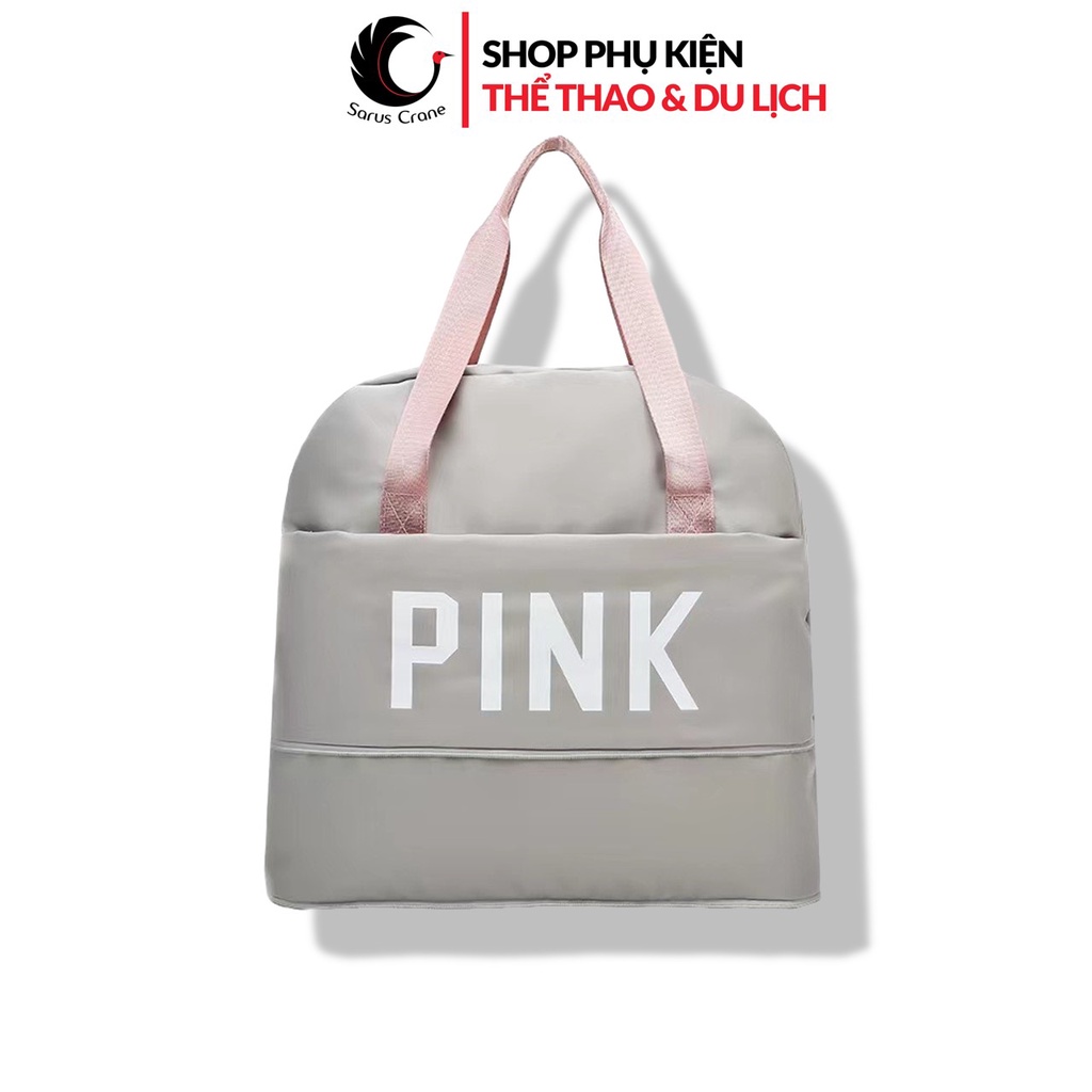 Túi Du Lịch Pink 2 Tầng Nhiều Ngăn Có Ngăn Tách Đồ Khô Ướt, Cài Vali Sarus Crane SC34