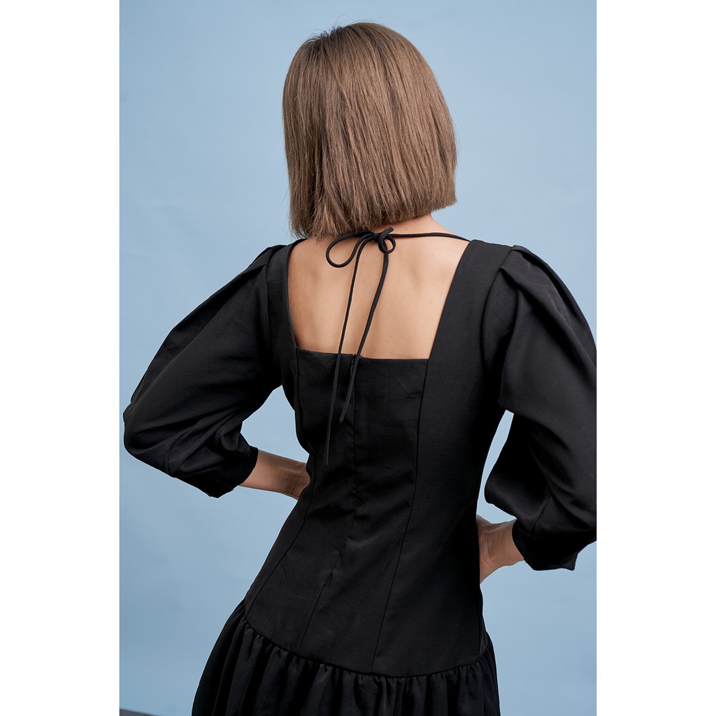 DOTTIE- Đầm ngắn phối tùng bèo nữ đen D0144 | BigBuy360 - bigbuy360.vn