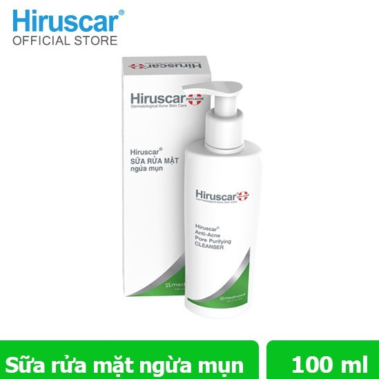 ✔️️️️[SECRHIRUS Giảm 15%] Combo Sữa Rửa Mặt Ngừa Mụn 100ml Và Gel Xử Lý Mụn 10g Hiruscar