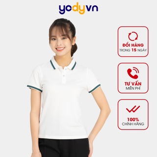 Áo polo nữ YODY vải pique hiệu ứng mắt chim phông mùa hè phối tay cổ kẻ APN5036