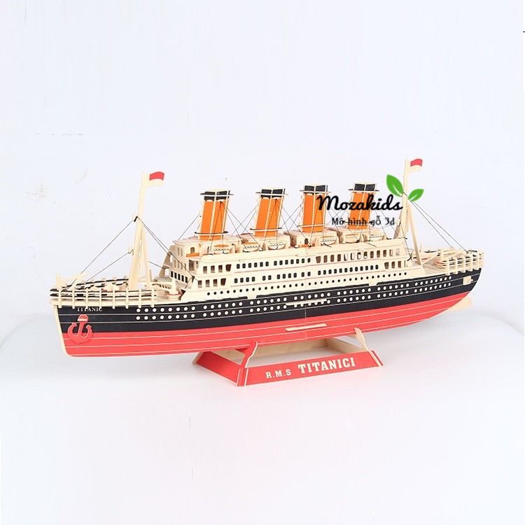 Đồ chơi lắp ráp gỗ 3D Mô hình tàu Titanic - Tặng kèm đèn LED USB trang trí