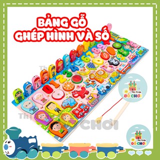 Bộ đồ chơi thông minh phát triển trí tuệ câu cá kiêm bảng ghép gỗ học chữ và số đếm 36 chi tiết cho bé - 9650