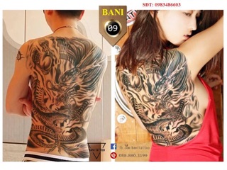 Xăm dán full lưng cô gái thổi sáo 24
