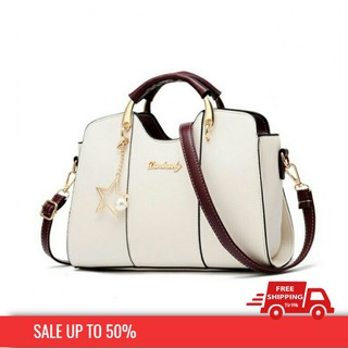 Túi Xách Nữ Đeo Chéo Nữ ,Thời Trang Giá Rẻ Cao Cấp Công Sở Màu Trắng Kèm Móc Khóa Sao - Da PU, Size 28 - Tx10