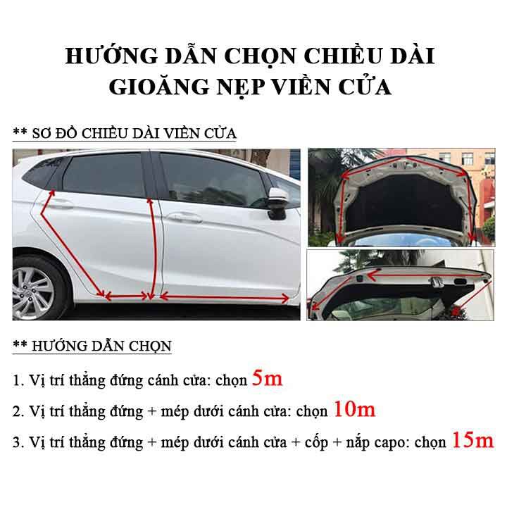 Viền Dán Cửa Xe Ô Tô CHống Va Đập Độ Mút Cao Dài 5 Mét Lõi Kim Loại Cao Cấp