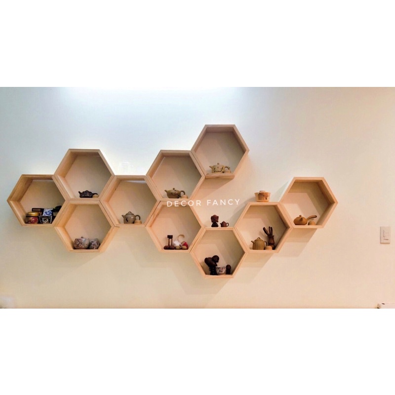 Kệ tổ ong đa năng có 3 size, Kệ lục giác decor phòng phong cách Hàn Quốc  - Decor Fancy
