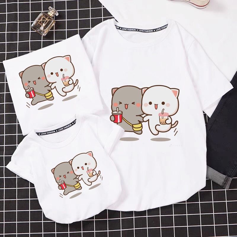 áo thun bé gái mèo dễ thương cotton co giản thoải mái nhiều màu đủ size