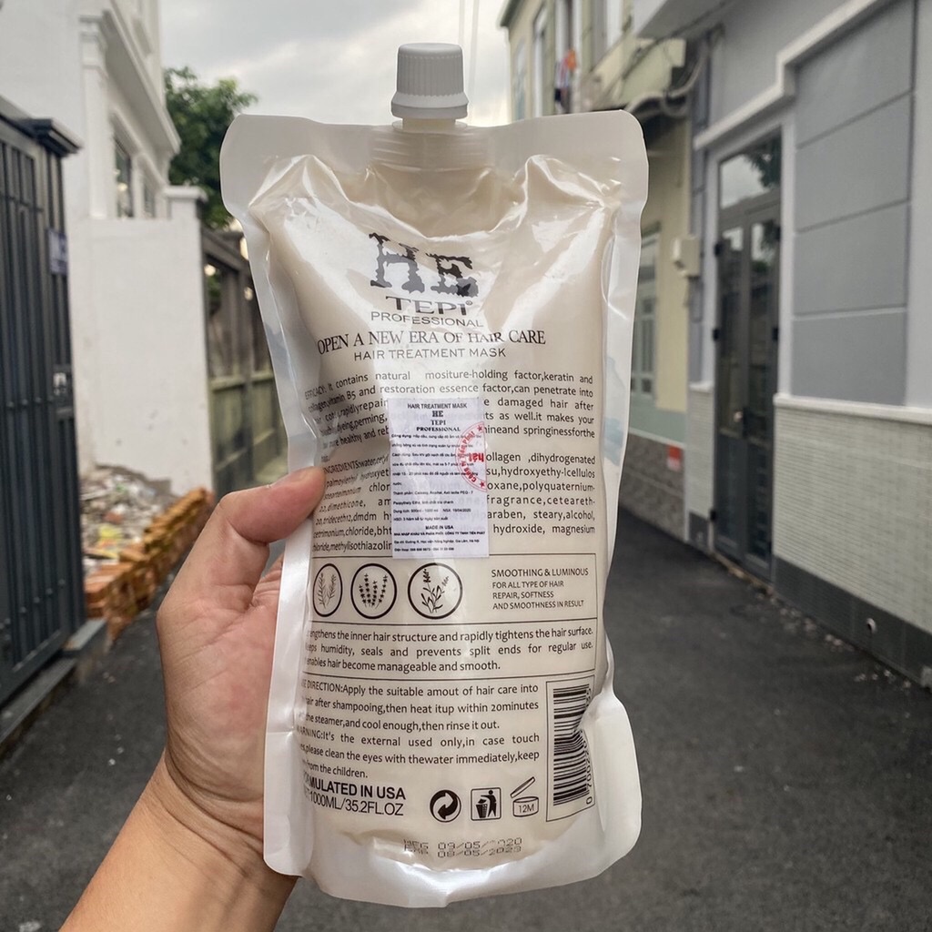 Hấp dầu Hetepi Keratin Collagen 3 in 1 hồi sinh tóc nát.1000ml