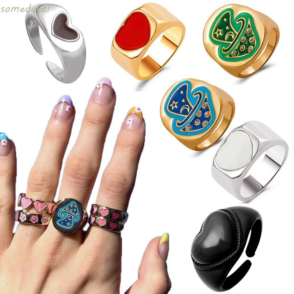 Nhẫn Đeo Ngón Tay Hình Cây Nấm / Trái Tim Thời Trang Cho Nam Và Nữ