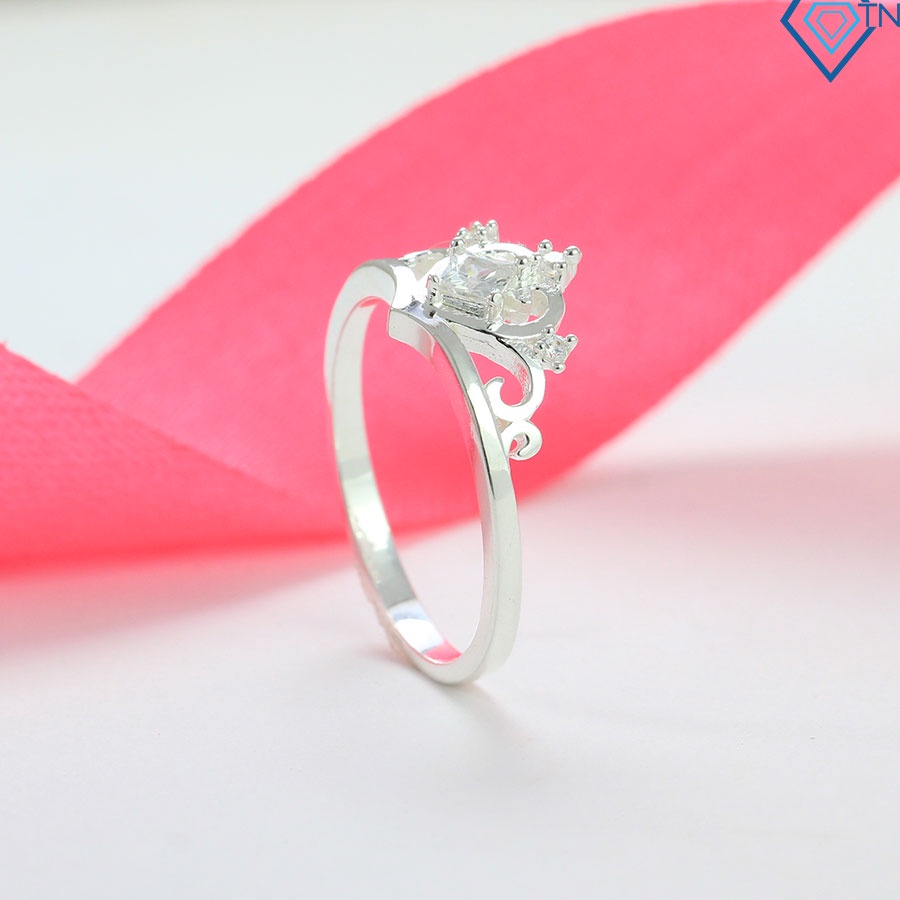 Nhẫn nữ bạc cao cấp hình vương miện đính đá khắc tên NN0323 Trang Sức TNJ