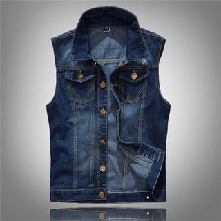 Áo Khoác Denim Không Tay Dáng Ôm Thời Trang Dành Cho Nam Giới