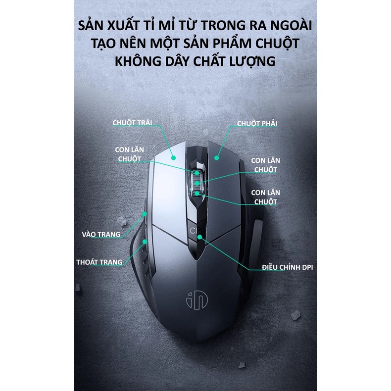 Chuột không dây INPHIC PM6 sử dụng pin sạc kết nối bằng USB 2.4G, Bluetooth 5.0 với nút nhấn silent không tiếng ồn - NK