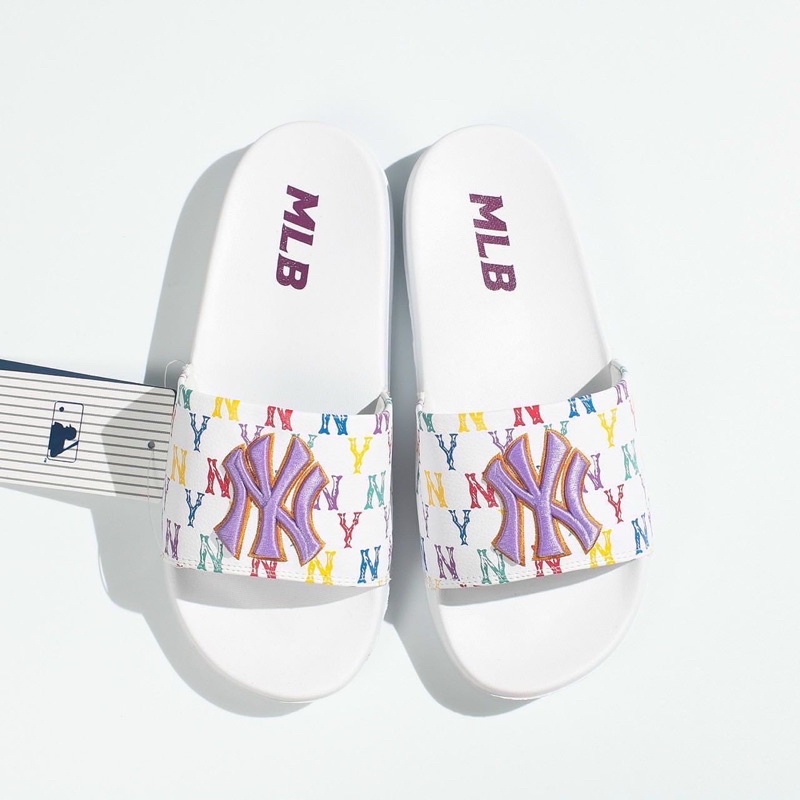 Dép quai ngang thêu chữ MLB nam nữ đủ màu