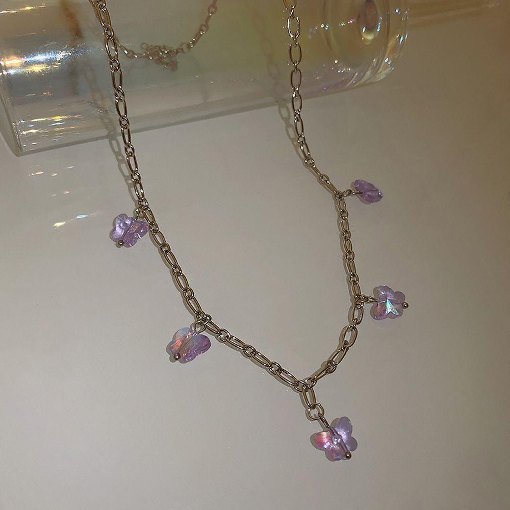 AROMA Vòng cổ Mặt Hình Bướm Màu Tím Thời Trang Cho Nữ